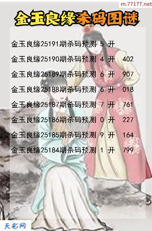金玉良缘第25190期3d杀码图谜