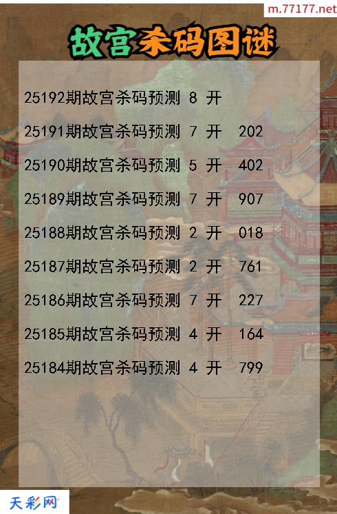 3d第25191期故宫杀码图谜