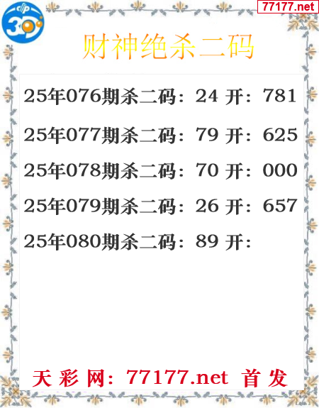 财运图25年080期3d财神杀码图
