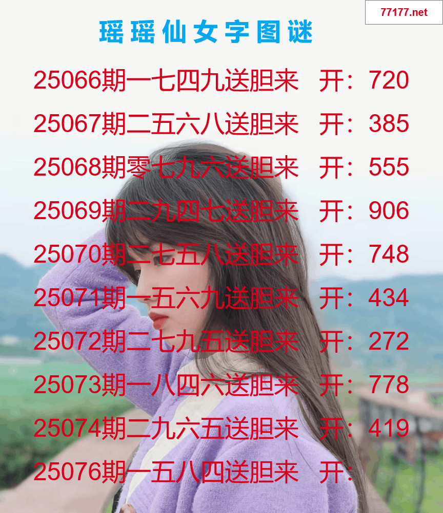 第25年076期瑶瑶仙女一句字图谜
