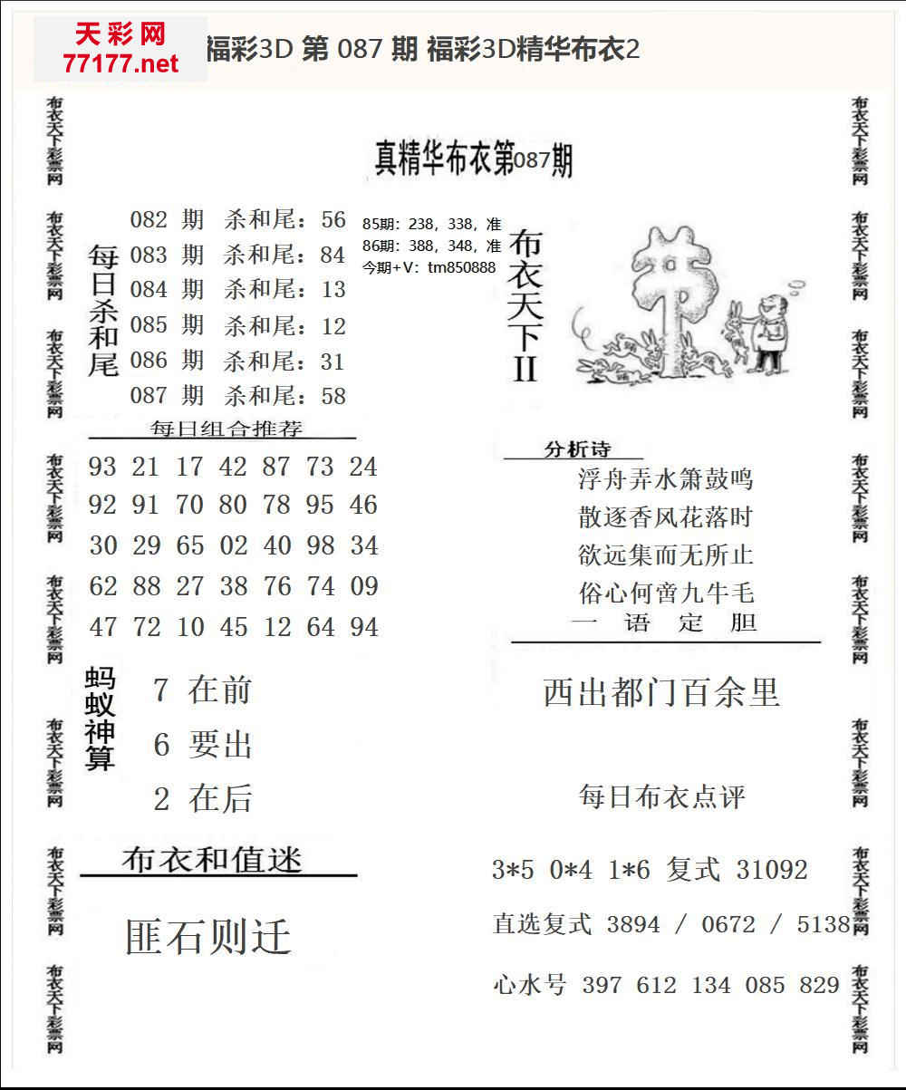 25年087期3d精华布衣图