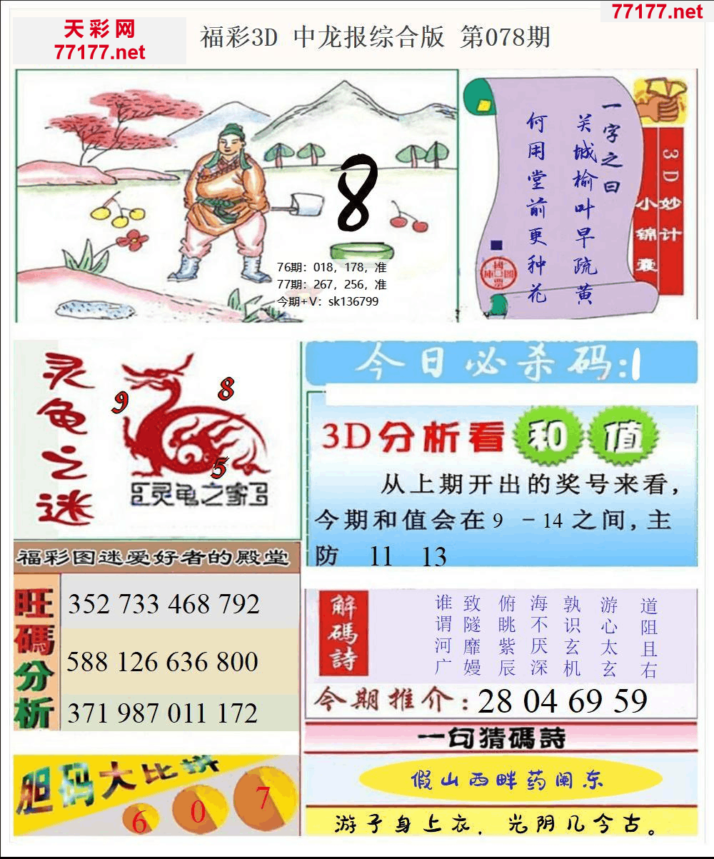 25年078期3d中龙快报全图精华版本