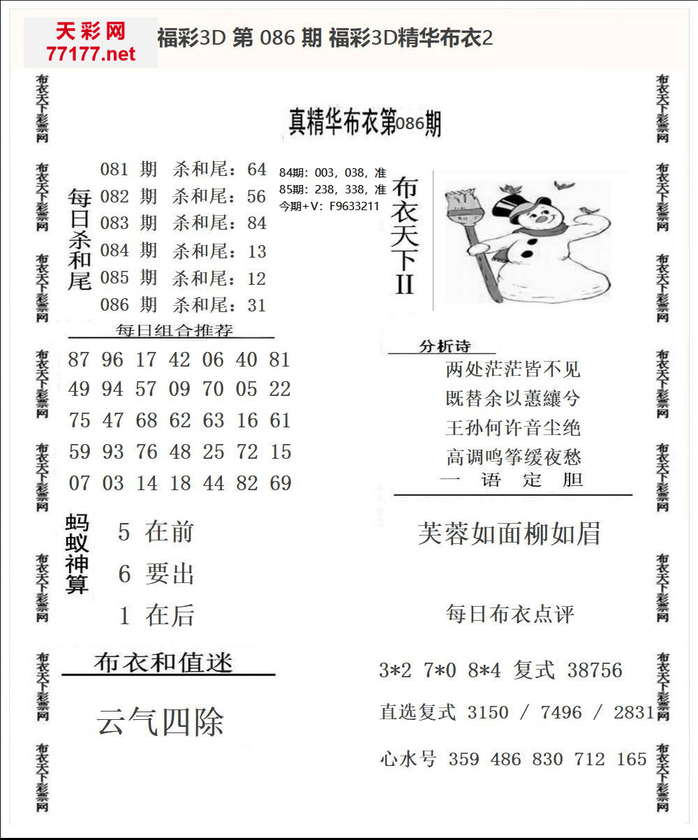 25年086期3d精华布衣图