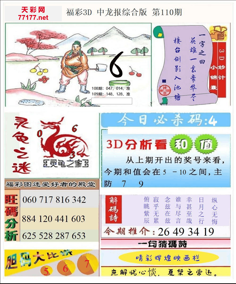 25年110期3d中龙快报全图精华版本