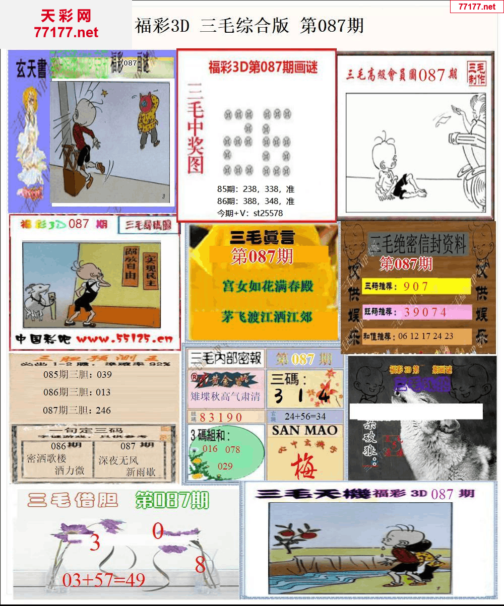 3d第25年087期三毛图库版