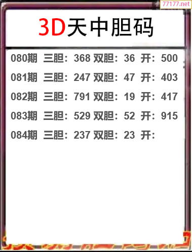 25年084期天中工作室胆码推荐