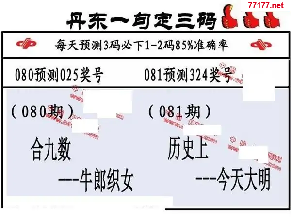 丹东图25年081期3d丹东一句定三码