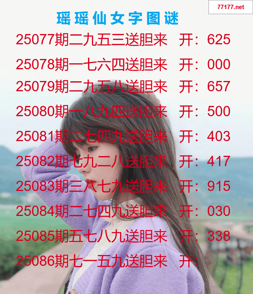 第25年086期瑶瑶仙女一句字图谜